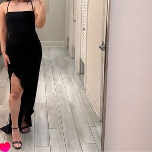 Elegant Black Spaghetti Strap Dress